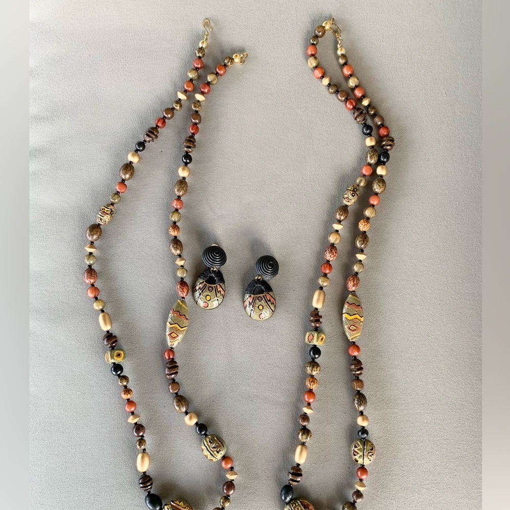 Earth Tone Ethnic Beaded 3 Piece Set